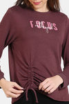 Zivame Viscose Knit Loungewear Top - Tawny Port — thumbnail 5